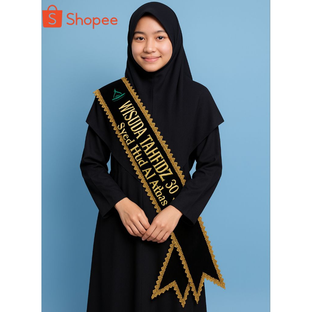 Selempang wisuda bludru renda