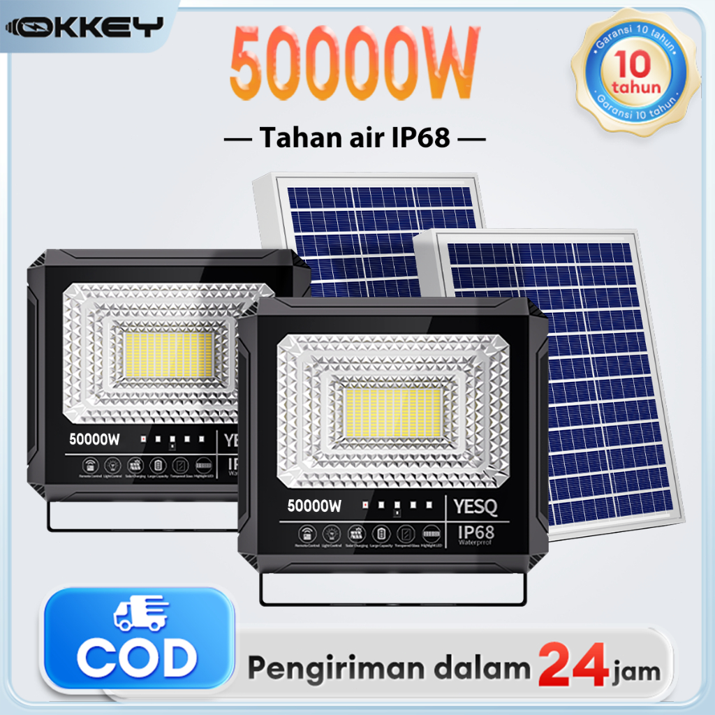 

50000W Lampu Surya LED Emergency Tahan Air IP68 Kecerdasan Kontrol Outdoor Super Terang Remote Solar Cell Lampu