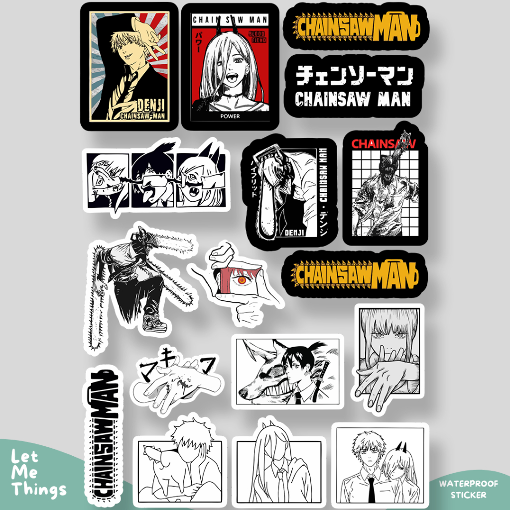 

Sticker Anime Chiansaw Man Anti Air untuk helm case hp tumblr