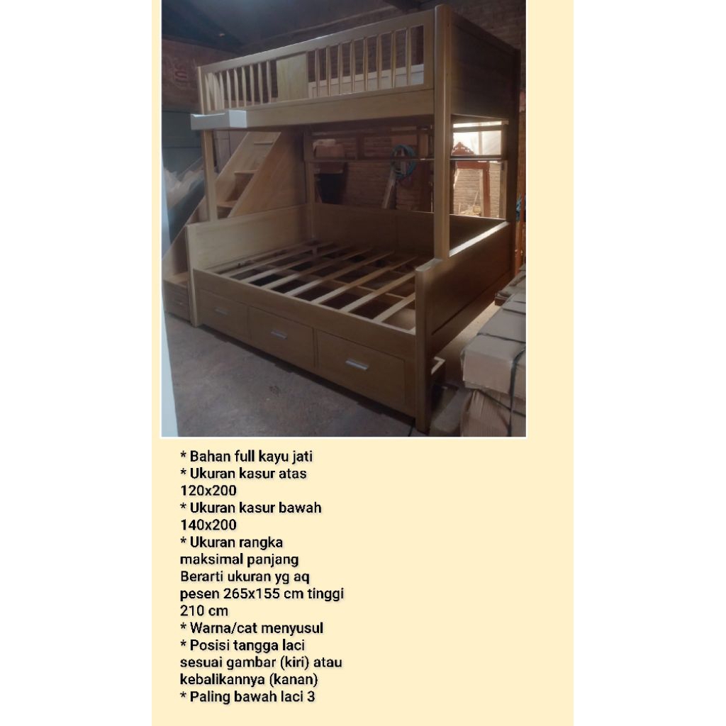 Tempat tidur tingkat kayu jati