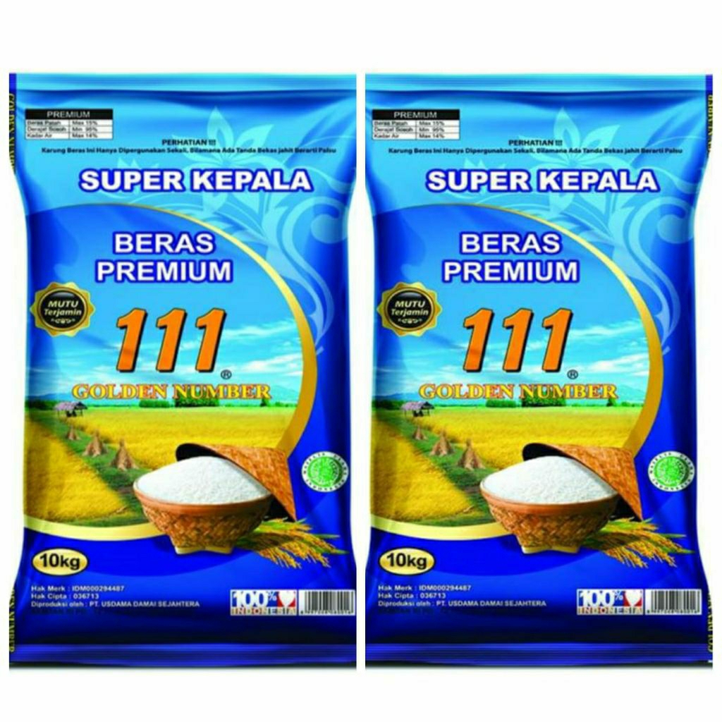 

Beras Premium GOLDEN NUMBER 111@10kg!! 2 zak lebih HEMAT!!