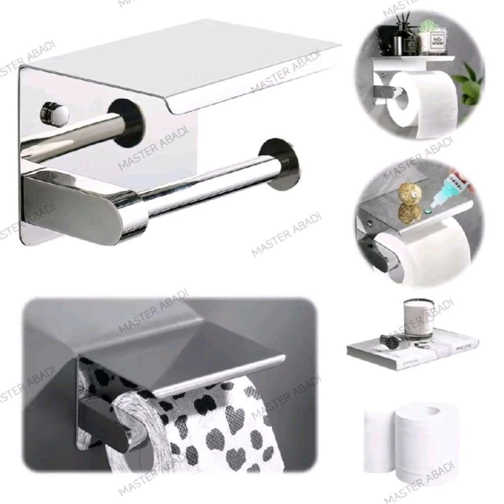 Tempat Tissue Roll Stainless Model HP CHROME / Tempat Tisu Gulung Kamar Mandi Toilet CHROME