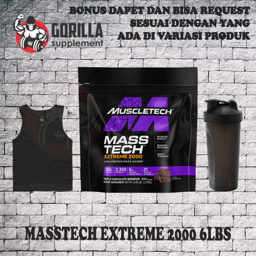 MUSCLETECH MASSTECH Extreme 2000 6lbs 2700 Gram Mass Tech Weight Gainer Creatine