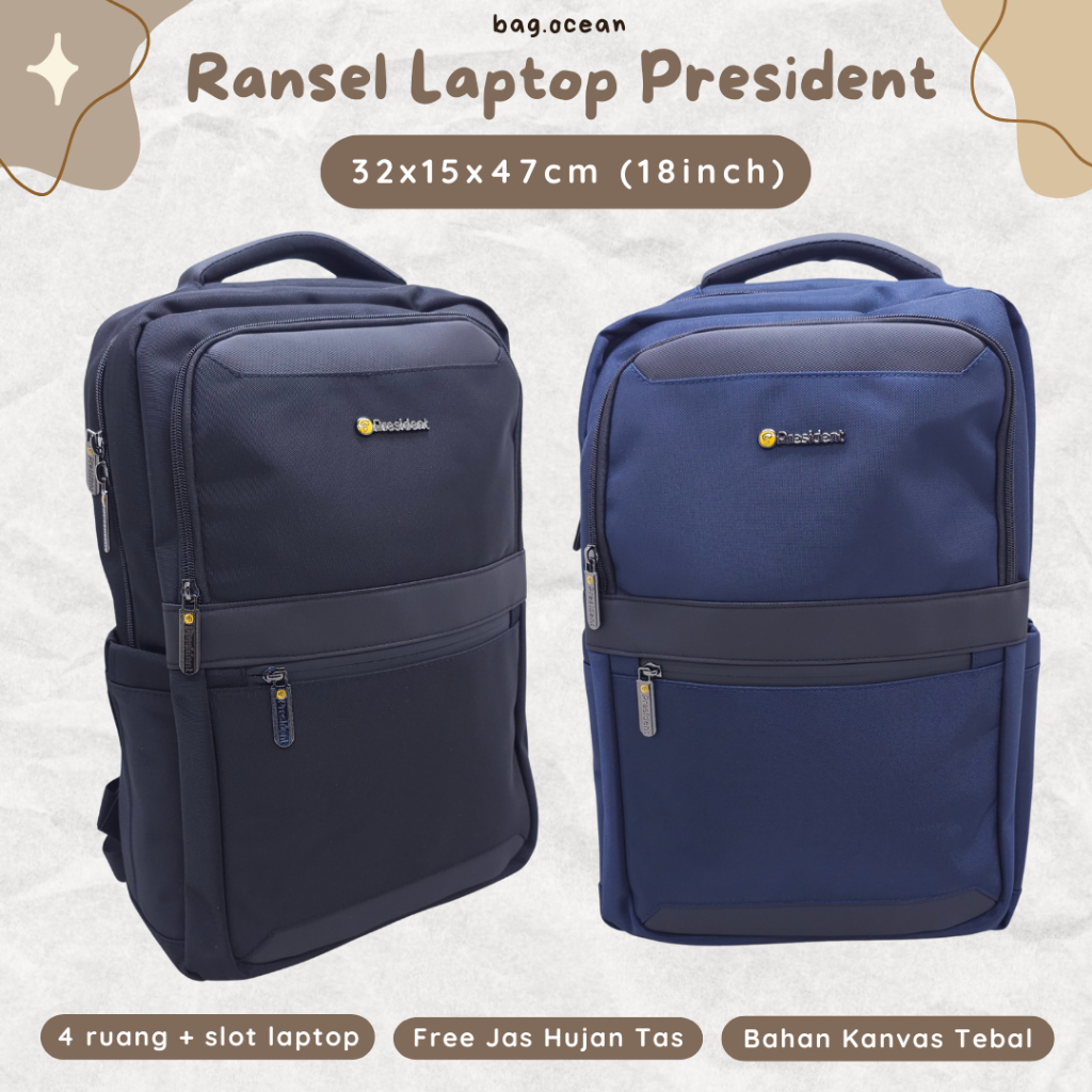 Tas PRESIDENT ORIGINAL PREMIUM / Ransel Laptop PRESIDENT BARU / Tas LAPTOP PRESIDENT MURAH / Tas PRE
