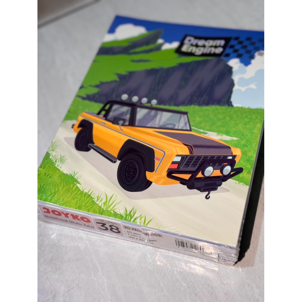 

buku tulis + label nama, joyko 38 lembar motif lucu