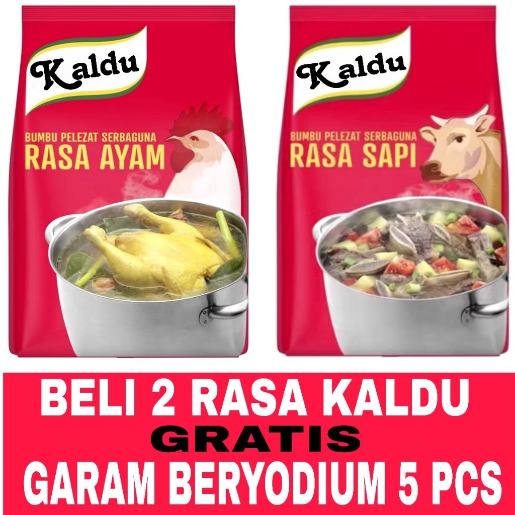 

Paket Hemat Kaldu Penyedap Masakan Rasa Ayam/Sapi 2 Kg Kemasan Repack Gratis Garam Beryodium 5 Pcs