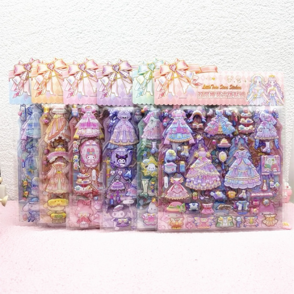 

STIKER EMPUK² SET ISI 2 UKURAN SEDANG ( 20X30CM) SERI: SANRIOxPrincess ; CAPYBARA, DLL