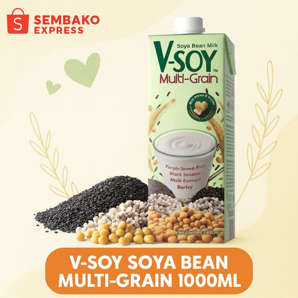 

V-Soy Multi-Grain 1L – Susu Kedelai Sehat dengan Campuran 4 Biji-Bijian Pilihan