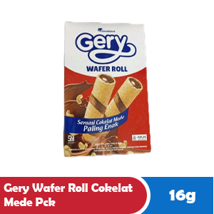 Gery Wafer Roll Rasa Cokelat Mede / Gery Roll Coklat Mede Gery Wafer Roll Cokelat Mede 1 Box 20 Pcs 