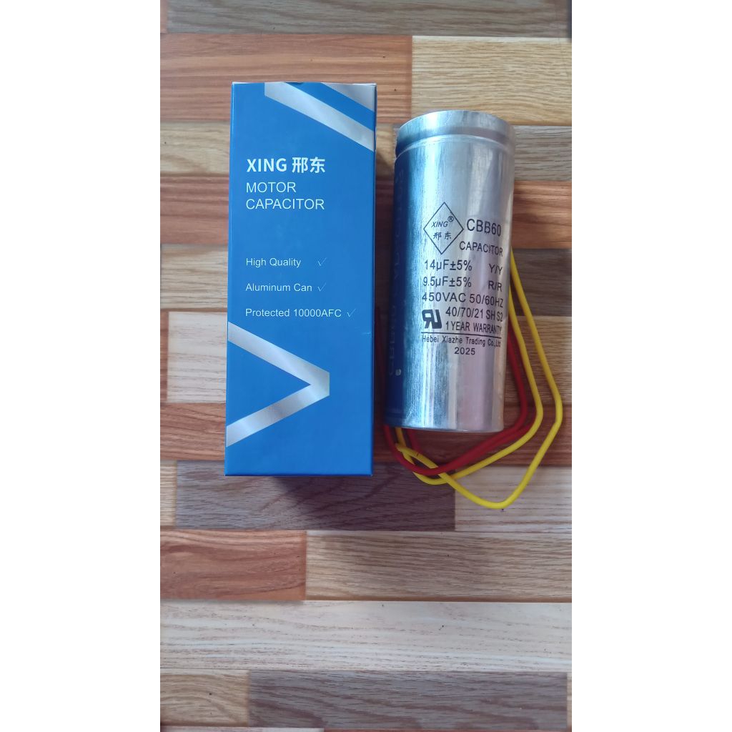 Capacitor mesin cuci LG ukuran 14 + 9,5 uf