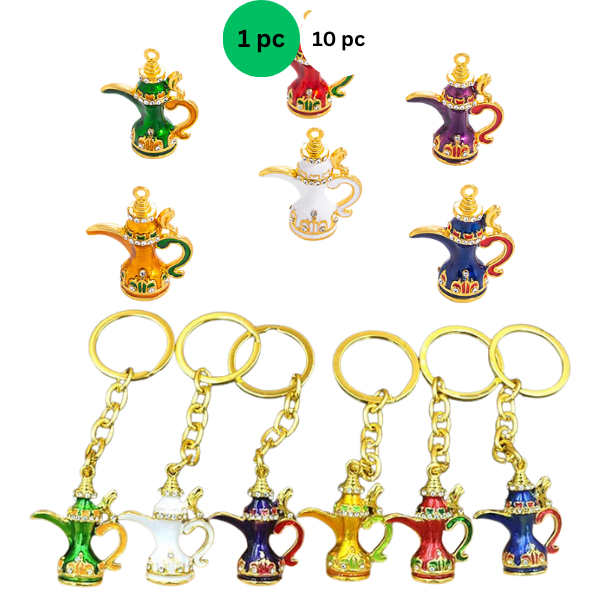 Gantungan Kunci & Charm Teko Arab Mini – Hiasan Emas Warna-Warni /pcs