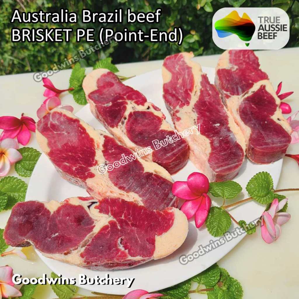 

Beef BRISKET PE (Point-End) SCHNITZEL STEAK CUTS 1cm 1.5kg | Australia Teys Ralphs Borrello | Brazil Friboi Frigon Minerva Carnemax | daging sapi pucuk sandung lamur frozen