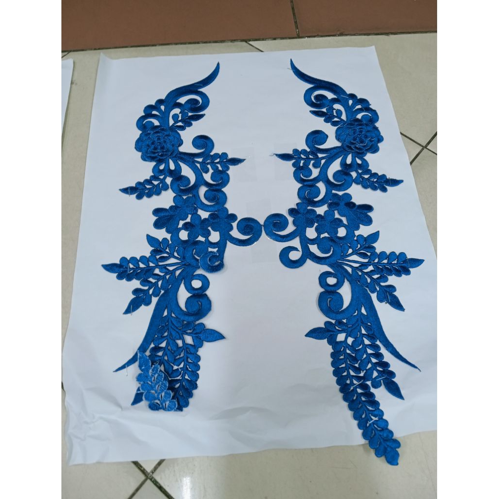 aplikasi kerah baju kebaya modern/kerah bordir tempel/bunga kerah timbul