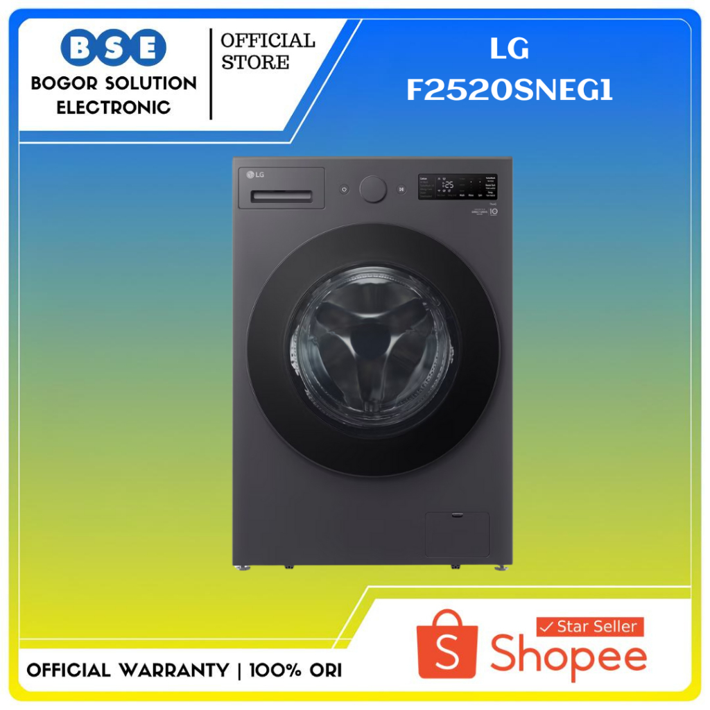 Mesin Cuci LG F2520SNEG1 Front Loading 20 Kg TurboWash 360 Mesin Cuci Inverter LG Thinq (WiFi)