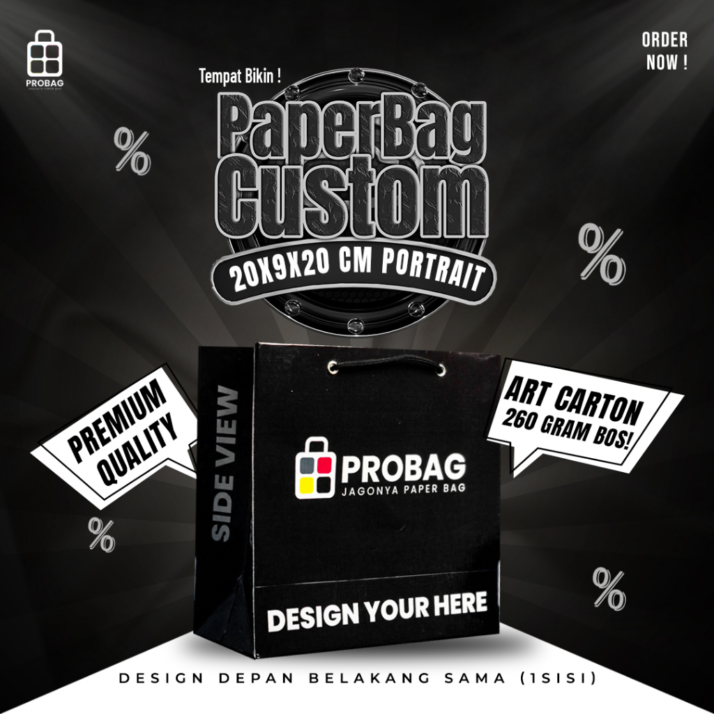 

PAPER BAG CUSTOM 20X9X20 SQUARE (1SISI)