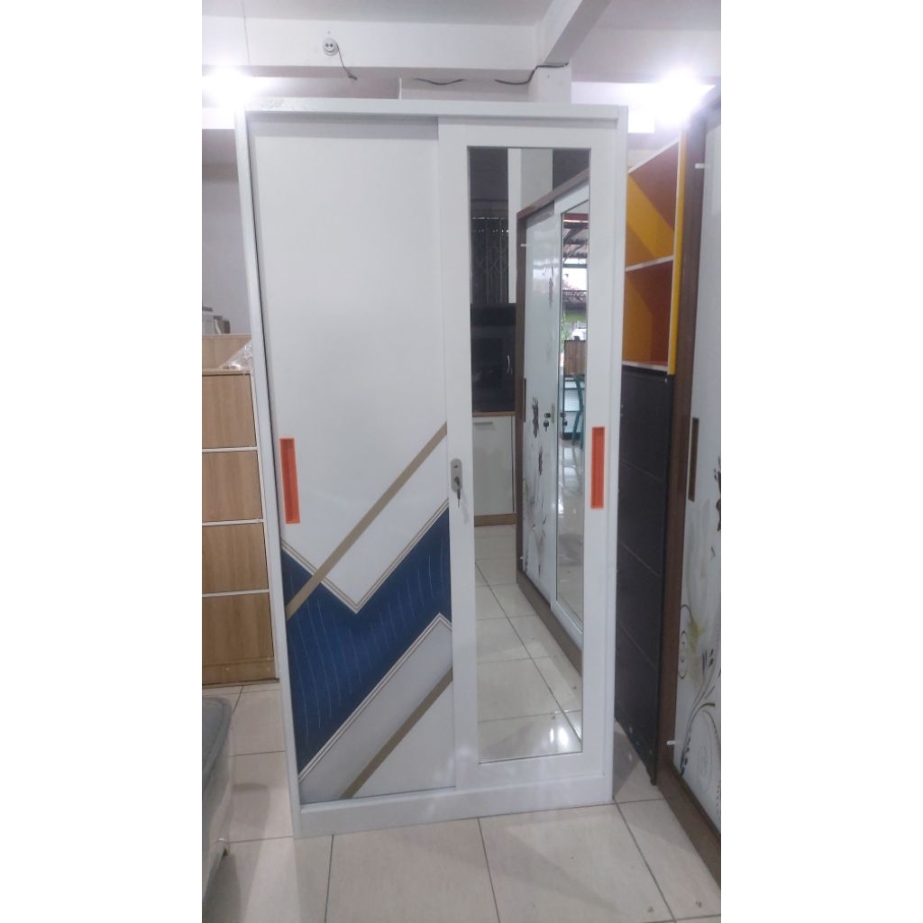 LEMARI BESI SLIDING 2 PINTU LEMARI BESI PAKAIAN LEMARI BAJU MINIMALIS