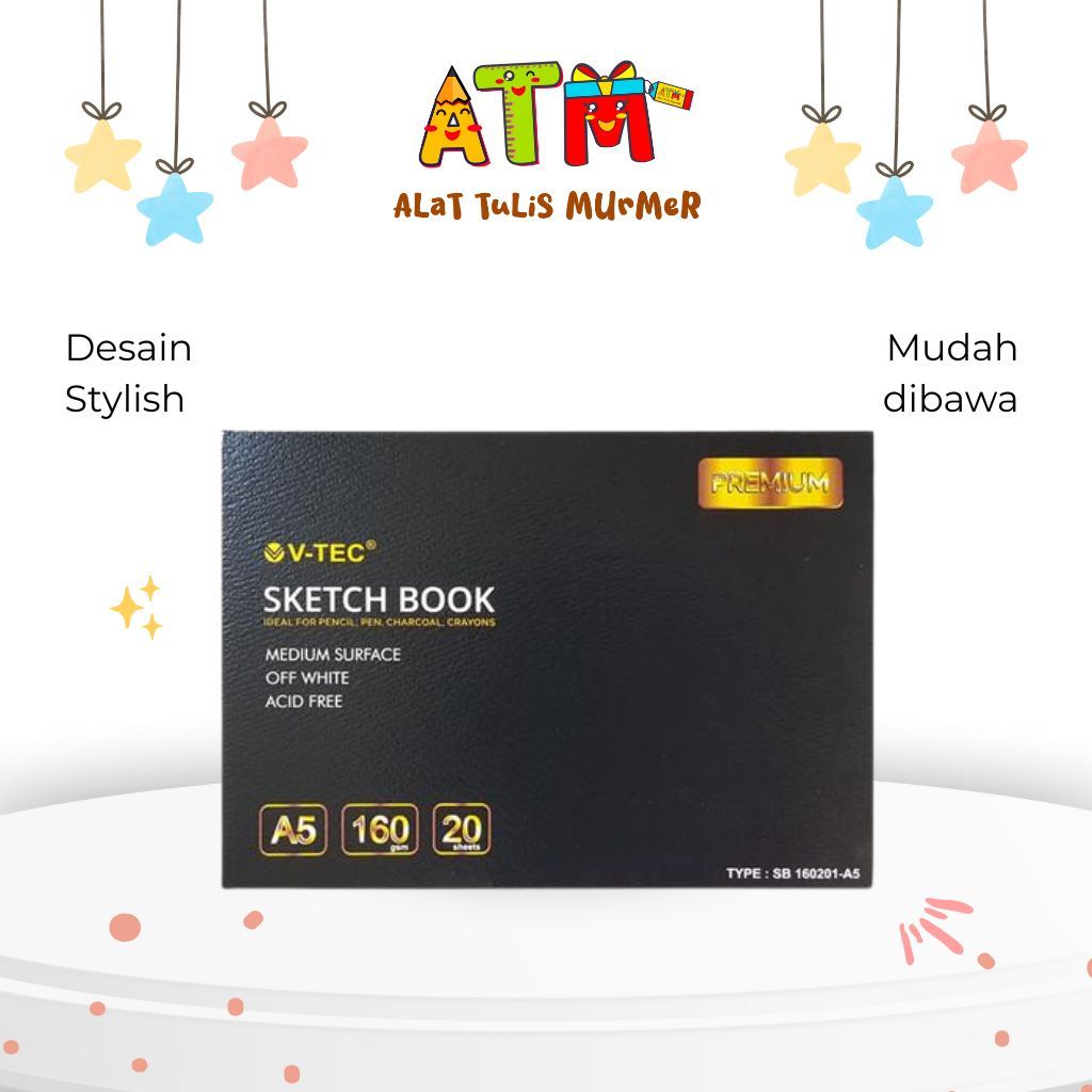 

Sketchbook/Buku Sketsa/Vtec Sketch Book SB 16020/A5 160GSM Medium Surface New