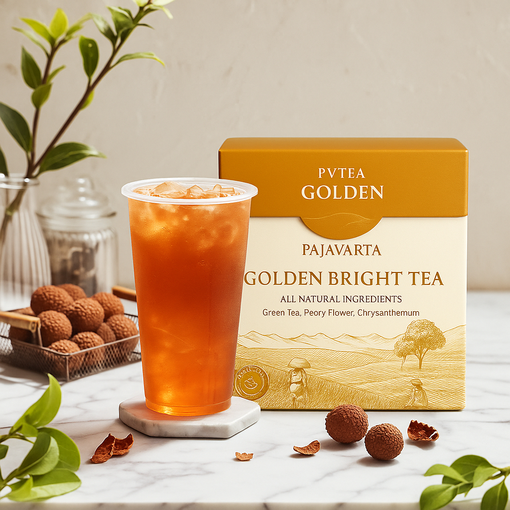 

PVTEA Golden Bright Tea – Teh Herbal Green Tea, Peony & Chrysanthemum untuk Detox Hati & Tubuh Sehat