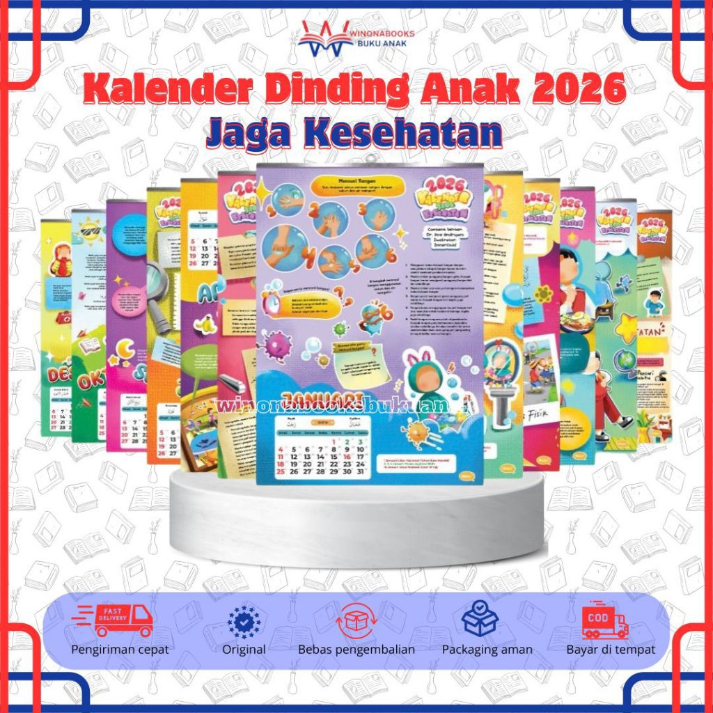 

Kalender Dinding Anak 2026 Jaga Kesehatan: bantu si kecil membiasakan menjaga Kesehatan sejak dini Bersama kalender ini~ Winonabooks Buku Anak × Ahlan