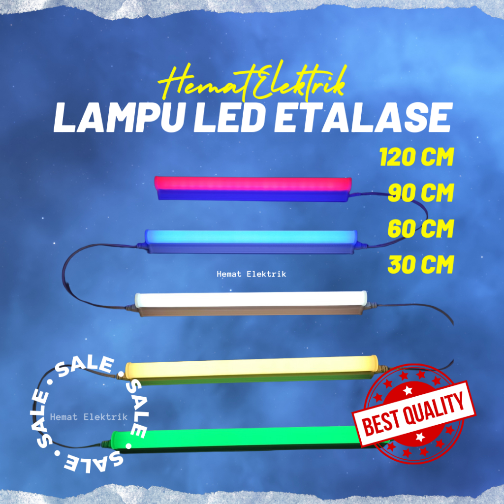 Lampu T5 LED Lampu Etalase 30 60 90 120 CM Warna Merah Putih Hijau Kuning Biru
