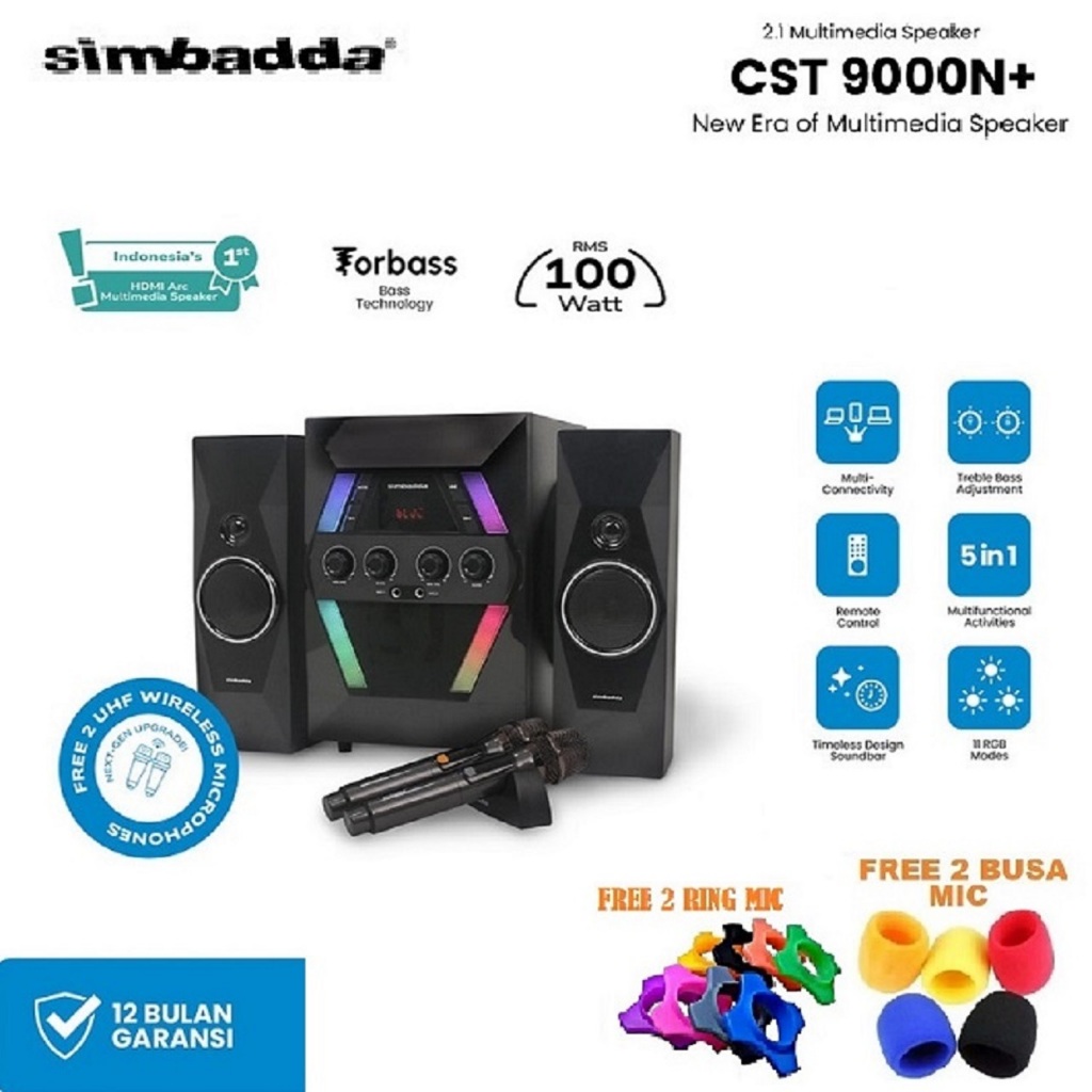 Speaker Bluetooth Simbadda CST 9000N+ Subwoofer Mega Bass Karaoke - CST9000N+