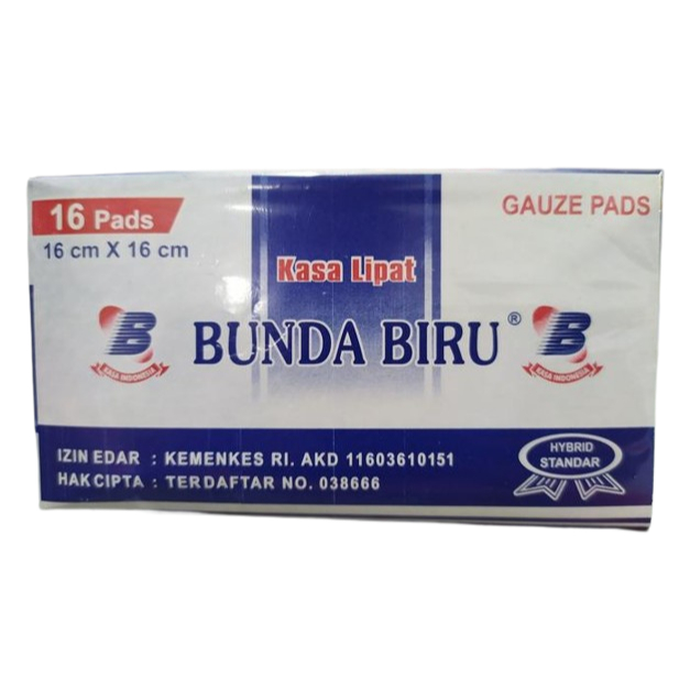 BUNDA - Kasa Steril Bunda BIRU 16x16 cm isi 16 pcs / Kasa Steril Lipat