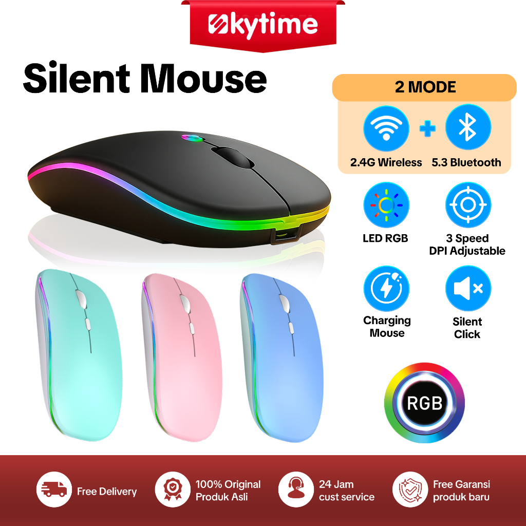 Mouse Wireless Termurah Praktis Gaming Keren Komputer Kerja Terlaris Rechargerable Tahan Lama Tanpa 