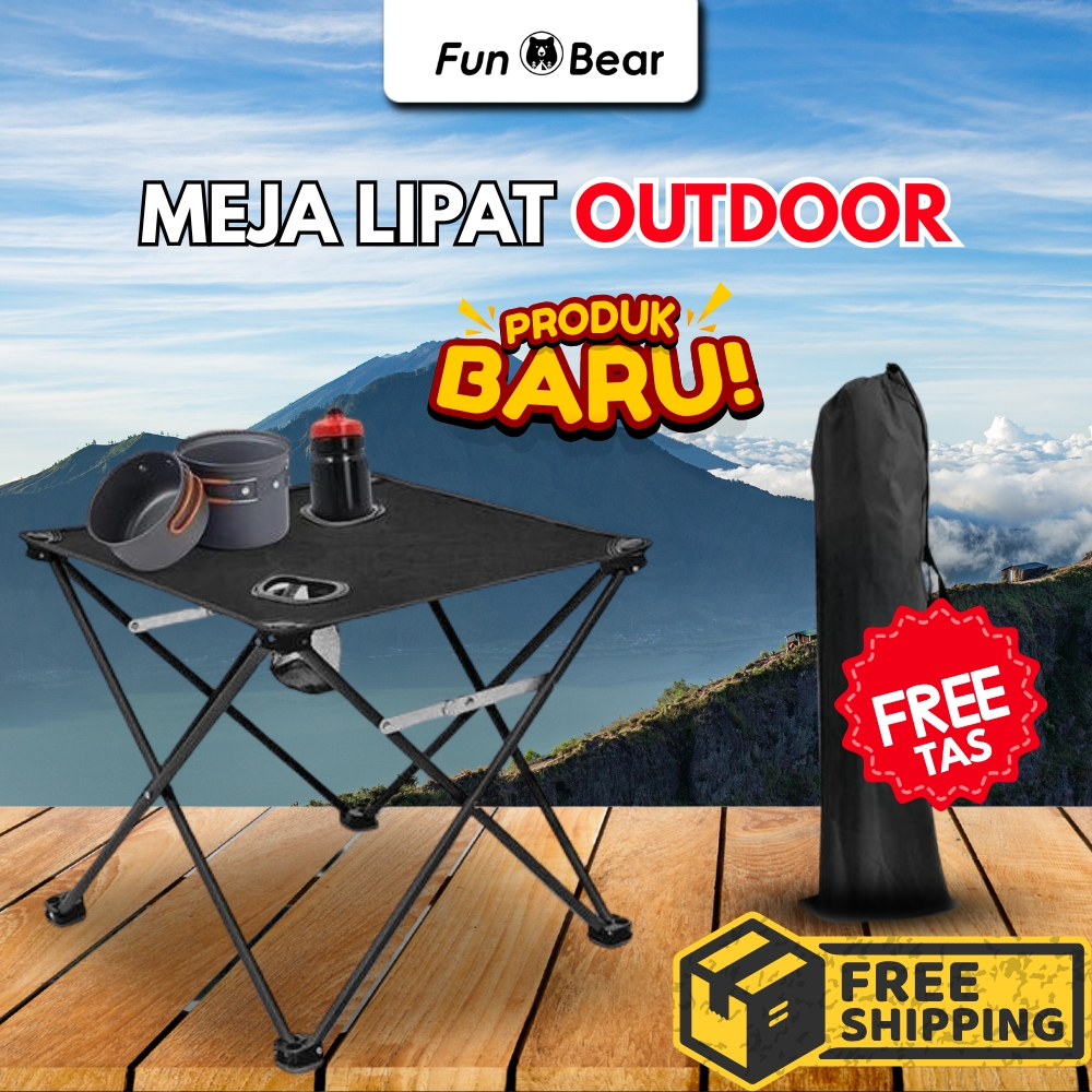 Fun Bear Meja Lipat Kecil Portable Serbaguna | Meja Outdoor Mini Kuat & Ringkas | Sangat Praktis unt