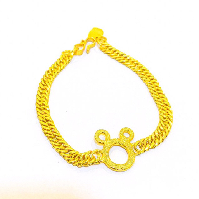 gelang mickey lipan viral Lapis Emas 24krt Crum Emas Muda 18gram gelang Cewek Replika Premium Gold