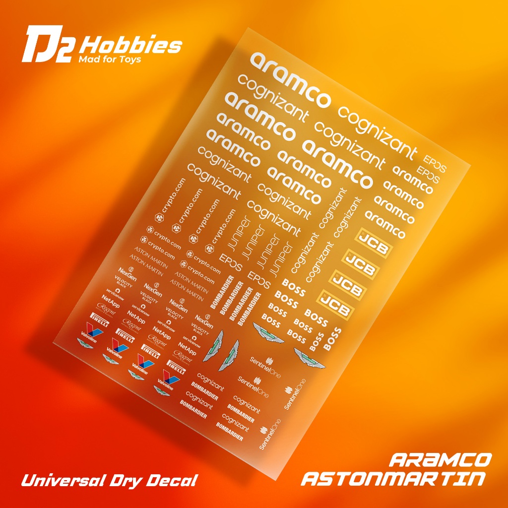 Aramco Aston Martin f1, Universal Sticker dry decal kering D2 Hobbies model kit, mini 4wd, diecast, 