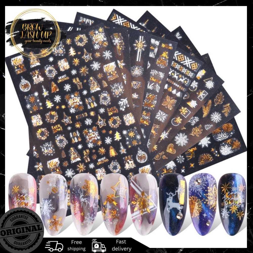 

GOLD SILVER CHRISTMAS STICKER / STIKER KUKU NATAL SANTA SNOW SALJU PREMIUM QUALITY