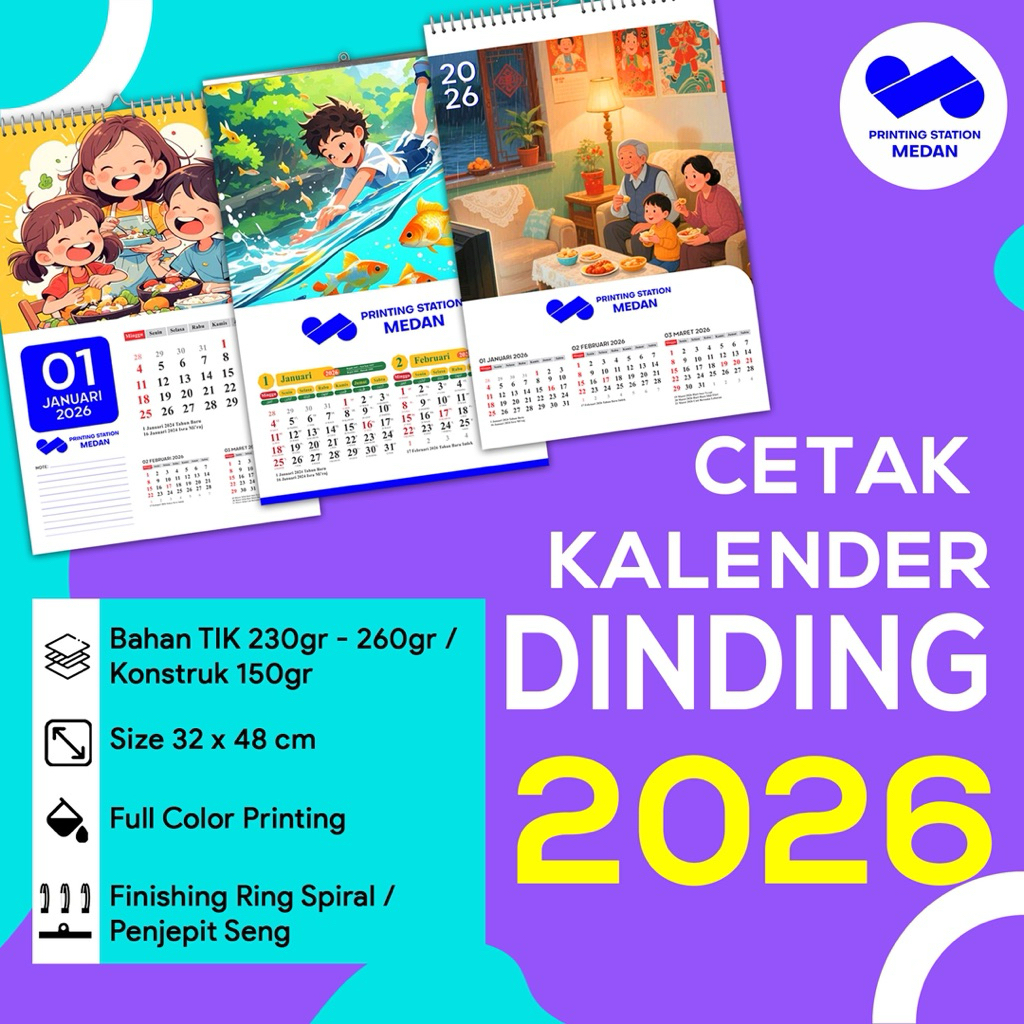 

CETAK KALENDER DINDING 2026 UKURAN 48x32 FINISHING RING SPIRAL | konstruk 150gsm