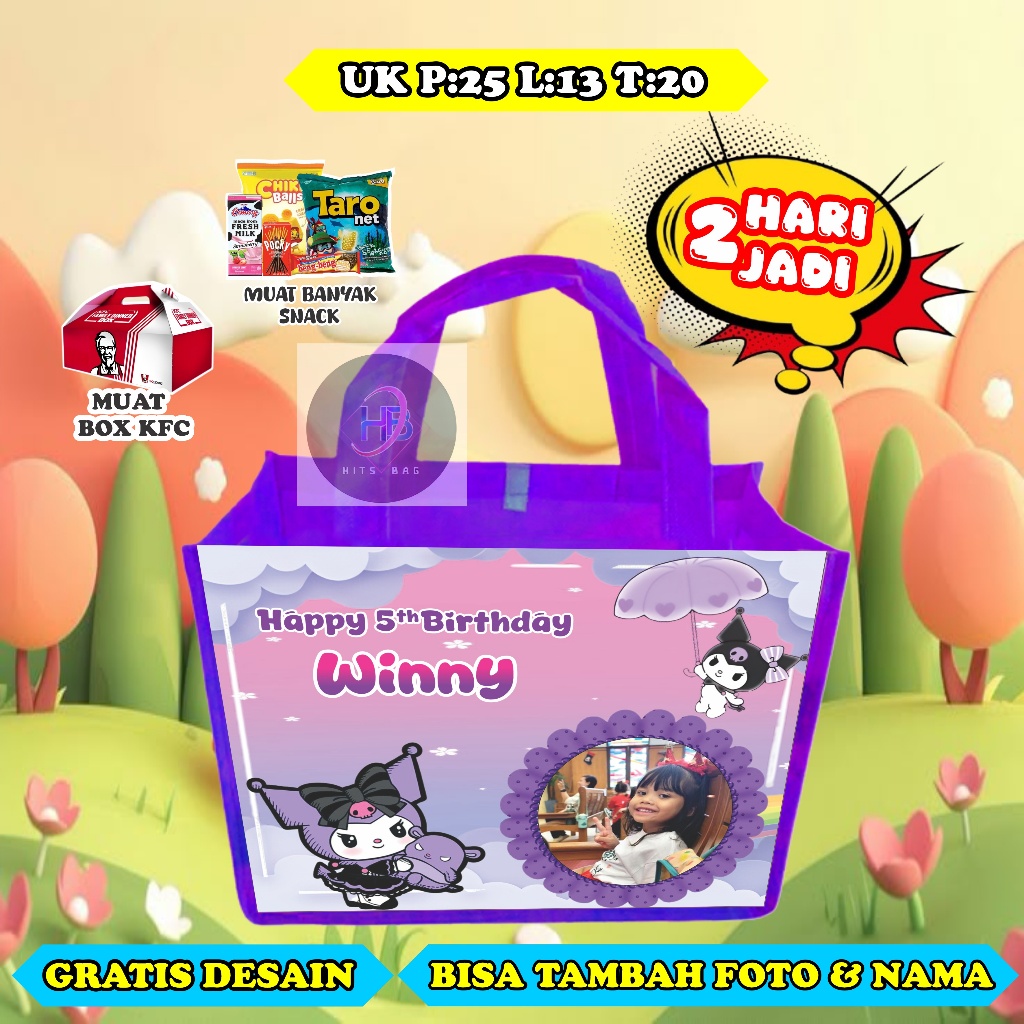

Tas Ulang Tahun Landscape/Tas Ulang Tahun Custom/Tas Ulang Tahun/Tas Ultah Murah/Goodie Bag Landscape Custum/Tas custom murah/Tas anak murah/Tas ulang tahun custom nama/Goodie bag murah custom/Goodie bag souvenir murah/Tas ultah promo