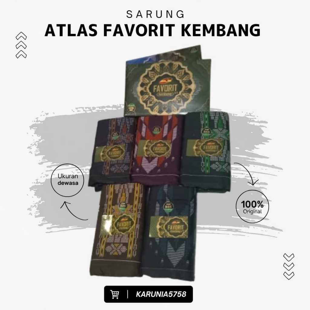 SARUNG ATLAS FAVORITE KEMBANG - ISI 10 PCS DAN 20 PCS / 1 KODI