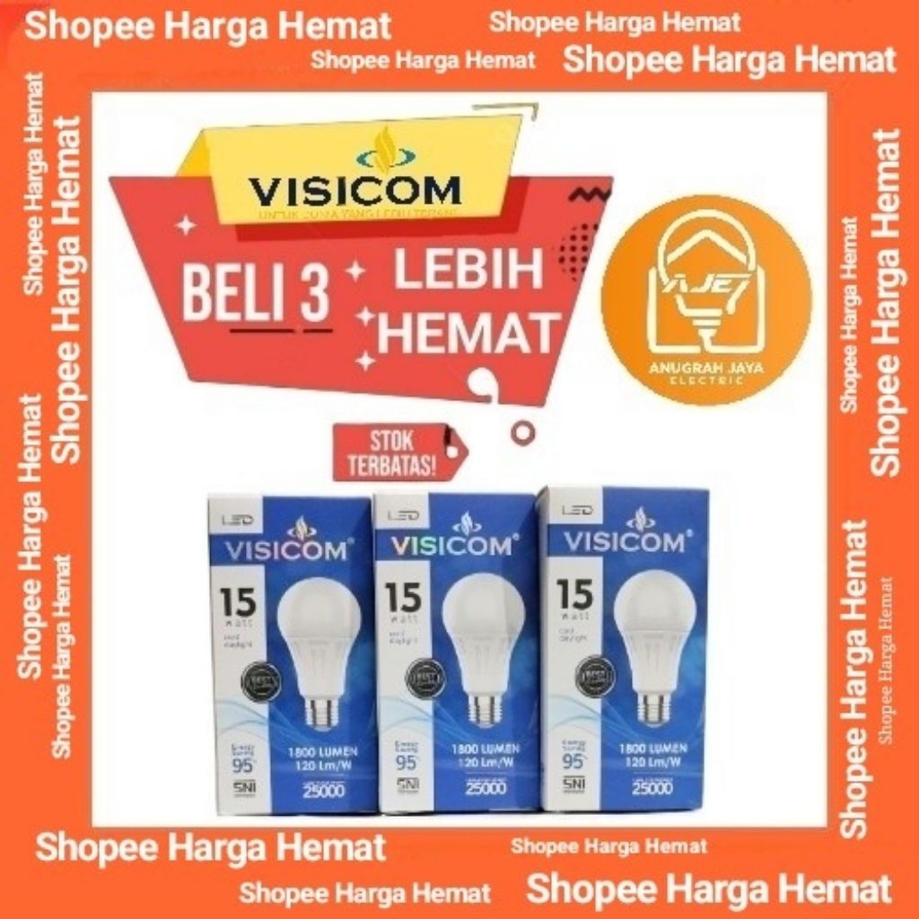 [Bundle isi 3 pcs] Lampu Led VISICOM 15 Watt Putih Garansi 1 Tahun