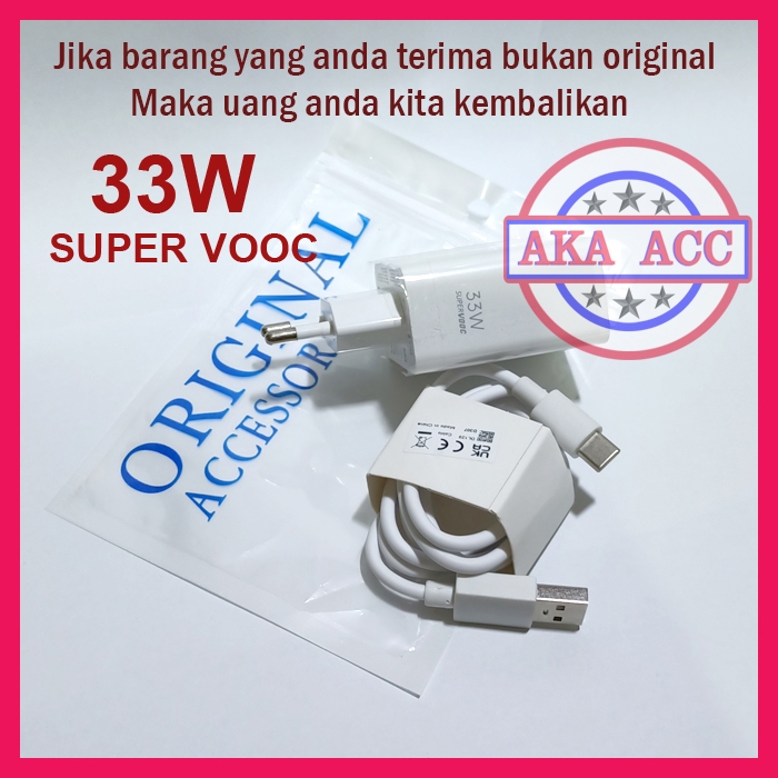 Charger Cas Casan Oppo A74 A75 A76 A78 Type C Super Vooc 33W Carger Original