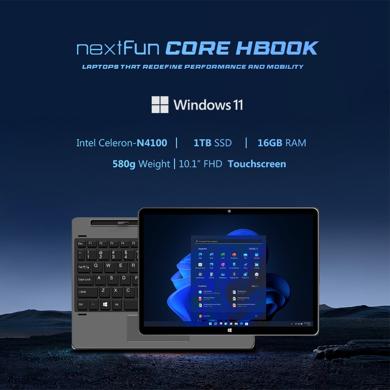 Tablet Nextfun 10" FHD IPS Touchscreen laptop RAM 16GB SSD 1TB Intel Gen9 Celeron N4100 Quad Core