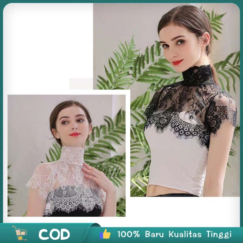Fake Collar Lace Kerah Palsu Instan Penutup Lehan Renda Bordir Premium Kerah Korean Style Untuk Blus