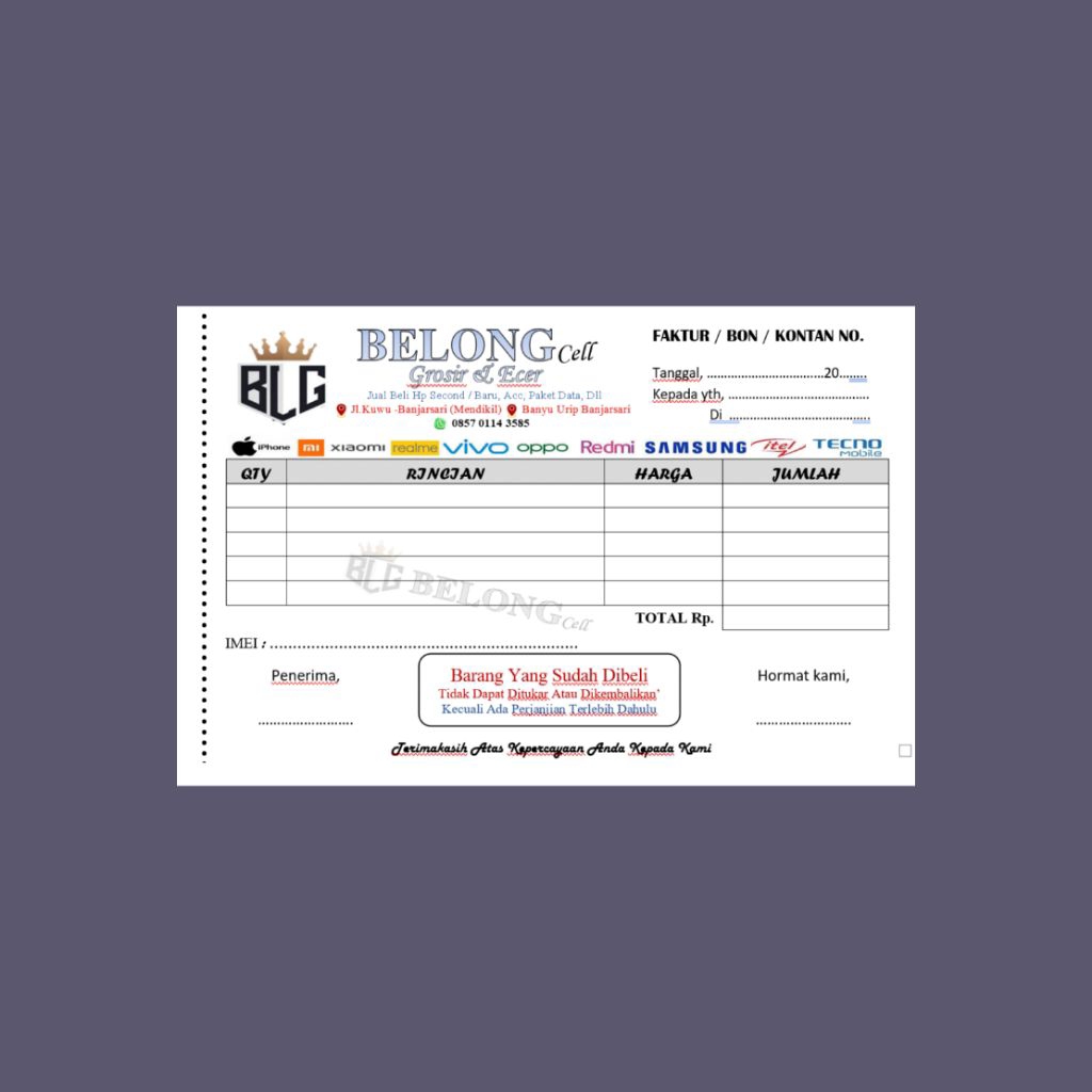 Nota custom 1rim # Cetak nota NCR 1rim