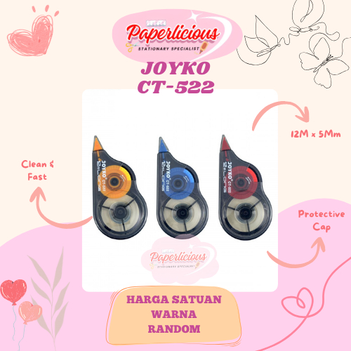 1 PCS Tipex Joyko CT-522 Tipex Kering Per Buah / Joyko Eceran Warna Random Eceran Murah