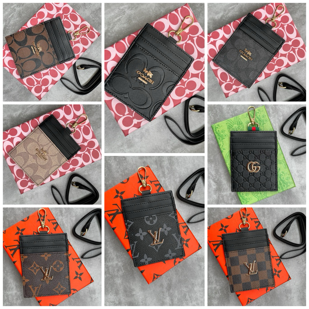 

Logo logam emas card holder lanyard name card id card name tag free box