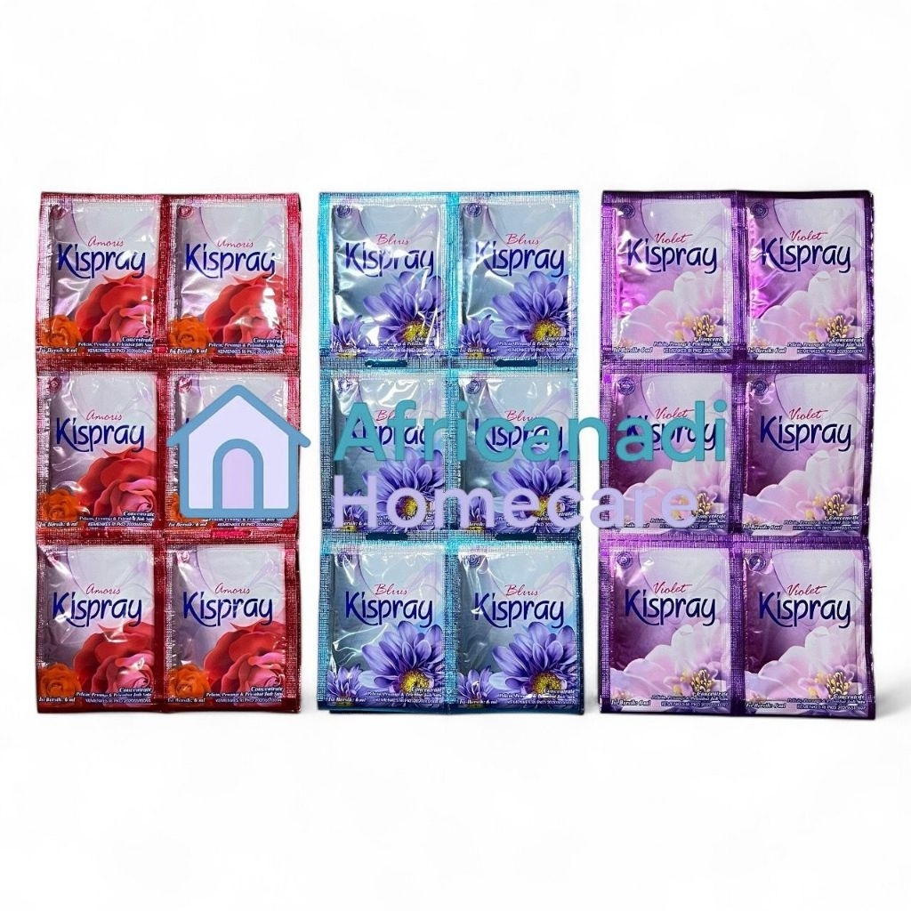 24/12 Sachet Kispray | Pelembut Pakaian | Pewangi Pakaian | Kemasan Renceng |  Kispray hijab pelicin