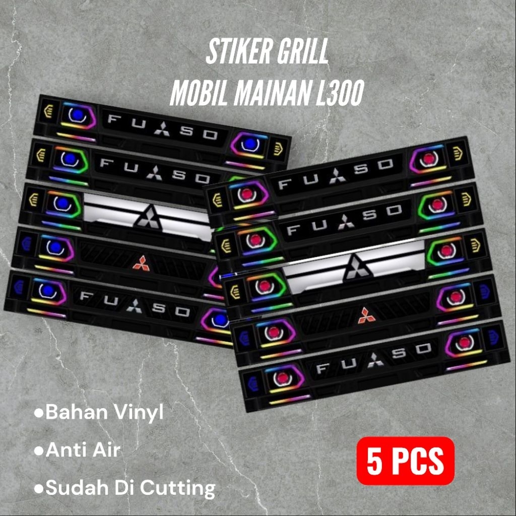 STIKER GRILL MOBIL MAINAN PLASTIK L300 ANTI AIR ISI 5 PCS