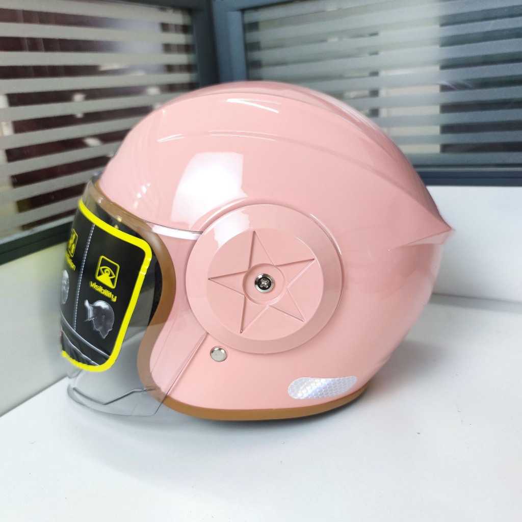 Helm Motor Full Face Universal Pria Wanita, Helm Retro Lucu Kekinian, Kaca Bening Bisa Dibuka