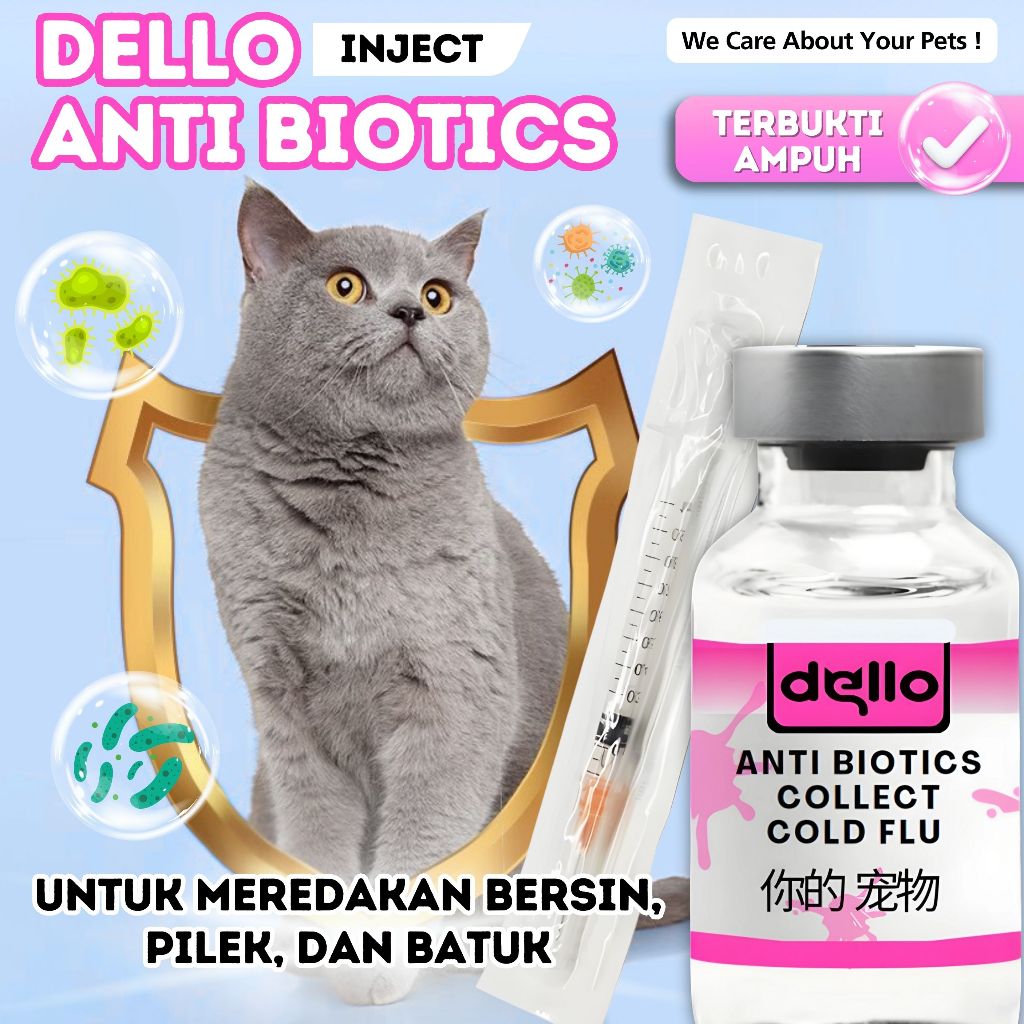Livvicstore Dello Injeksi Antibiotik Solusi Infeksi Luka Dan Saluran Nafas Kucing Fetzoo