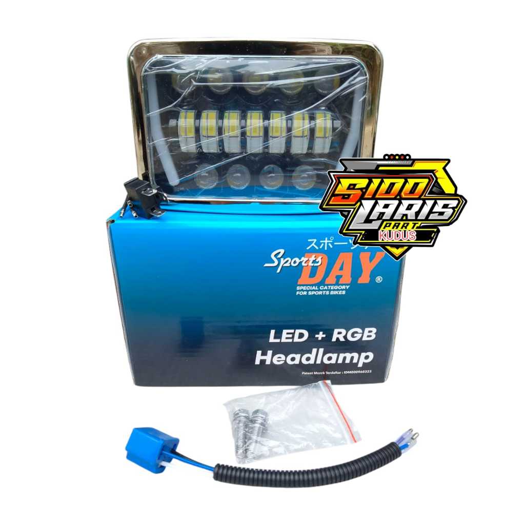 HEADLAMP LAMPU DEPAN LED KOTAK WIN GL 100 INCH GL MAX RX SET BATOK RING BESI