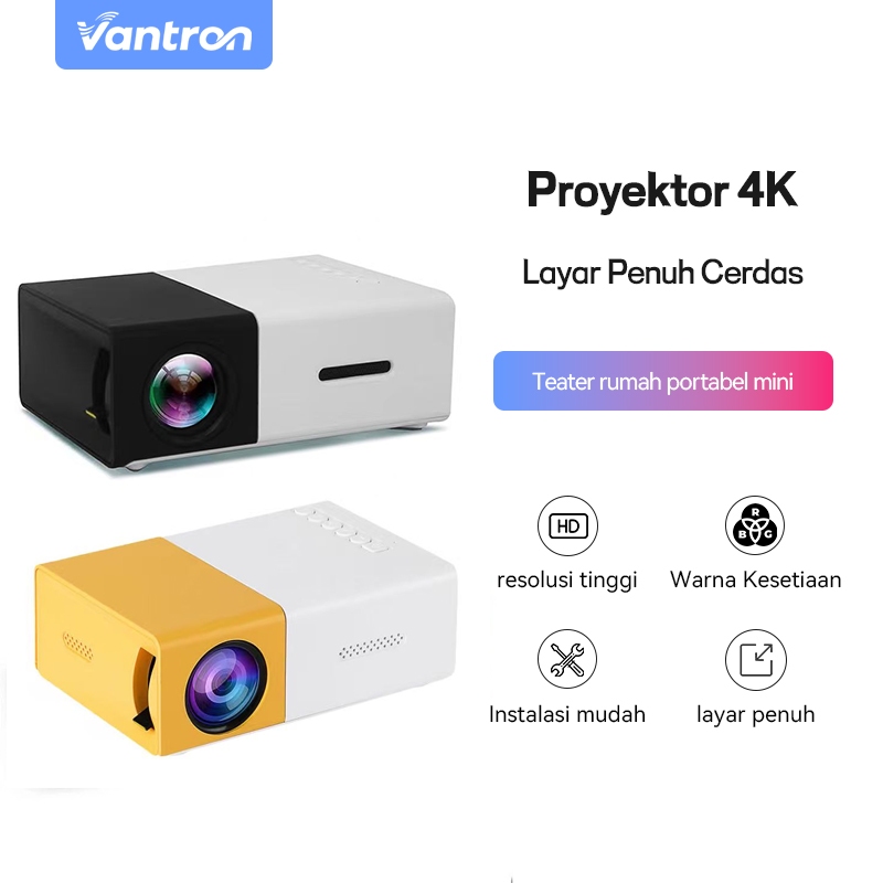 Vantron Proyektor Mini Android 4k Pull Hd YG300 1080P proyektor hp ke dinding LCD Portable Projector