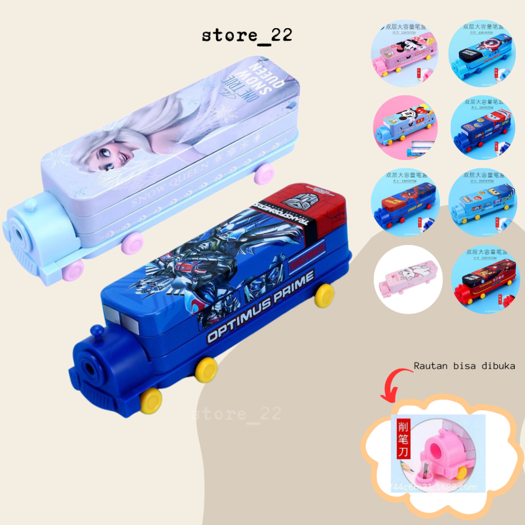 

TRAIN PENCIL CASE DOUBLE DEKKER KOTAK PENSIL KERETA API KARAKTER CARTOON ANAK MOTIF CEWEK COWOK