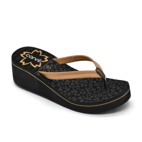 Carvil sandal Spon Wedges Wanita Remaja Dewasa Marish-Lw Black/Stone
