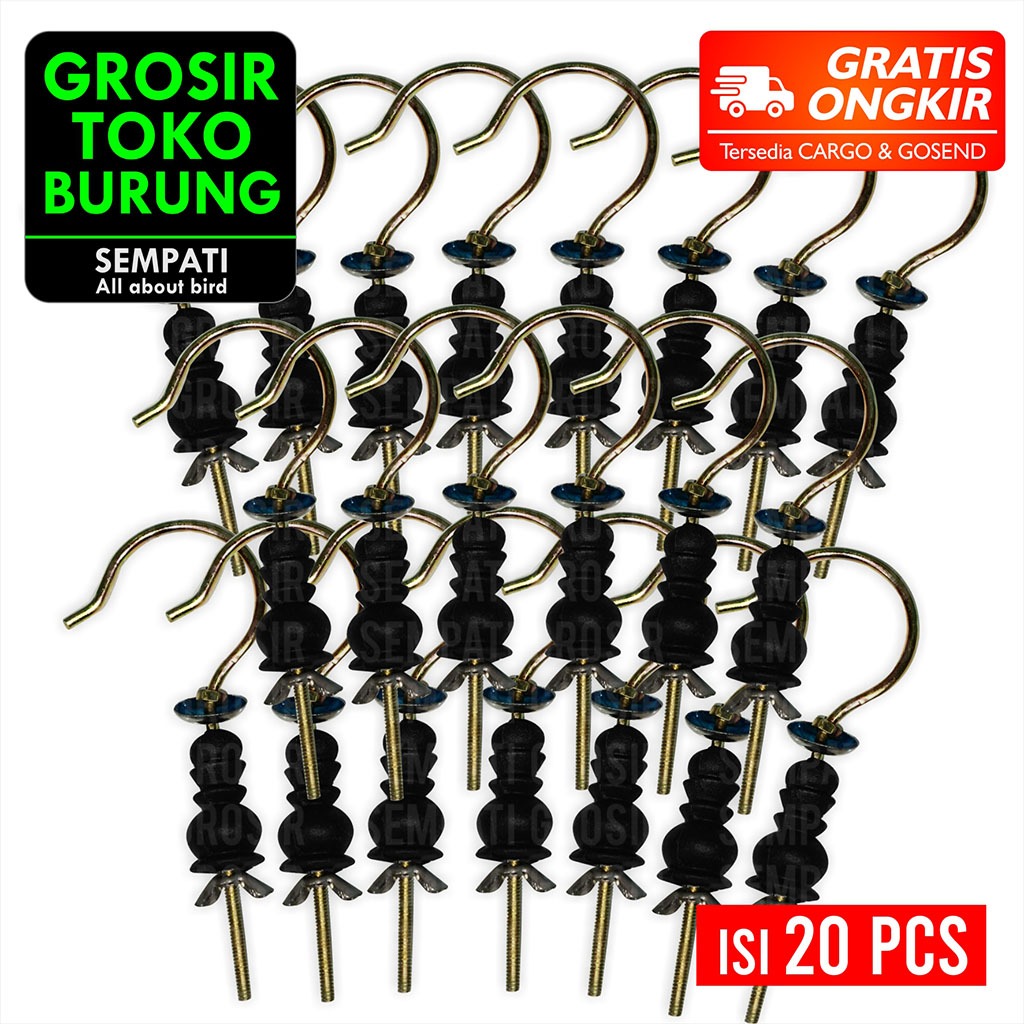SEMPATI GROSIR Gantungan Sangkar Burung  Kawat Pion Plastik Isi 20 Pcs Gantungan Cantolan Sangkar Ka